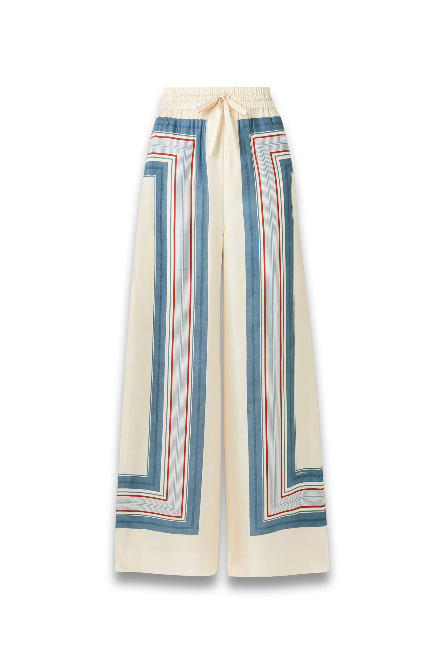Striped Silk-Twill Wide-Leg Pants