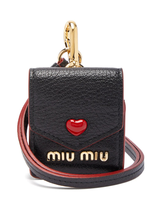 Heart Logo Leather Earphone Case