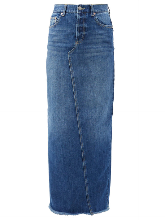 Split Back Organic-cotton Denim Maxi Skirt