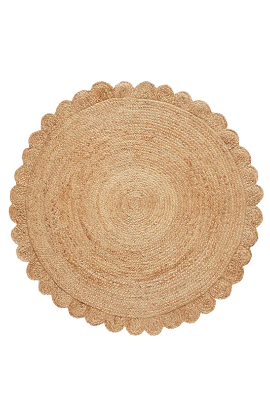 Aftas Flower Round 100% Jute Rug