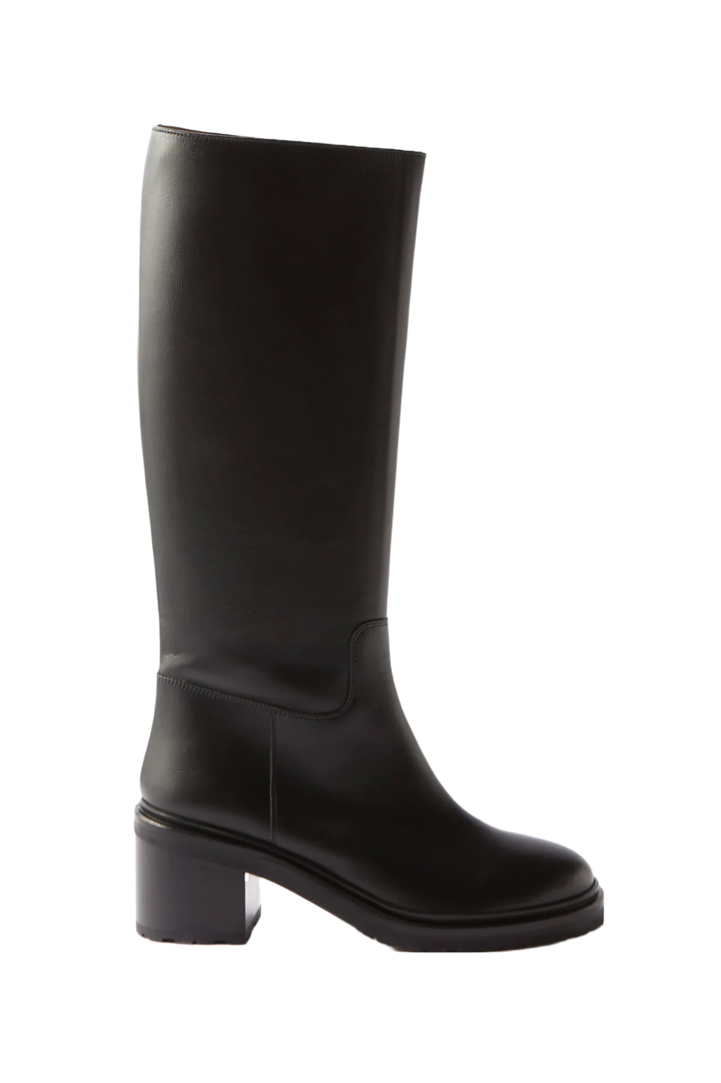 71 Block-Heel Leather Knee-High Boots