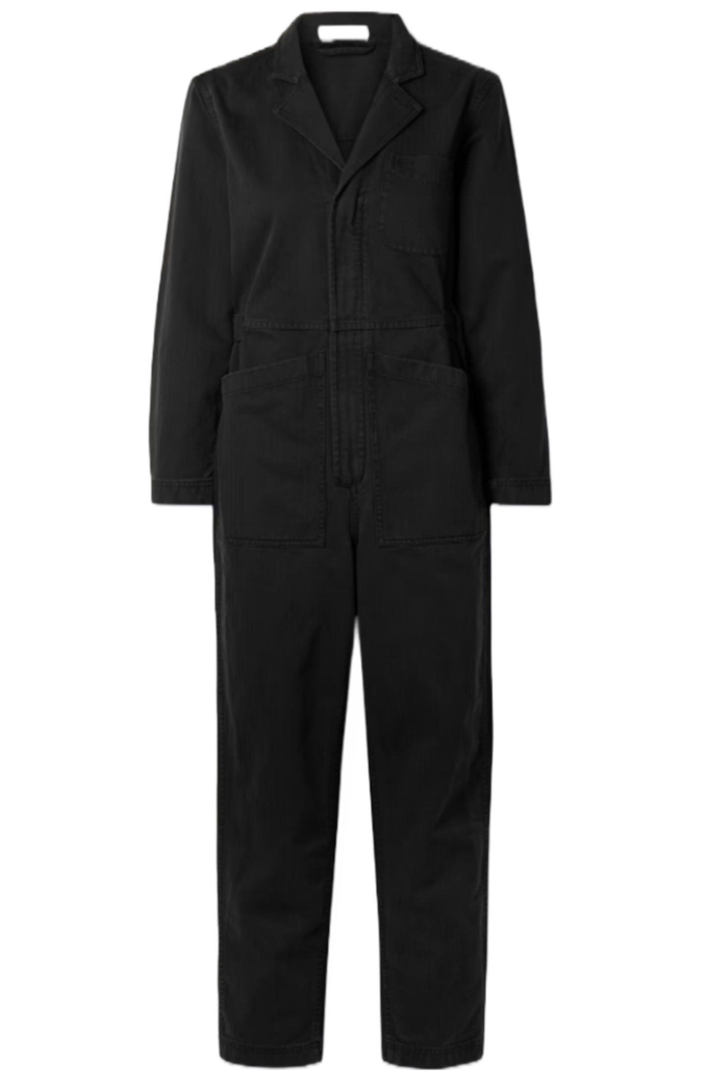 Herringbone Black Cotton Jumpsuit