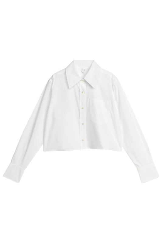 Cropped White Cotton Shirt