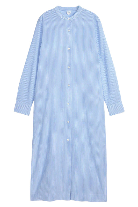 Organic Cotton Long Shirt Dress In Light Blue