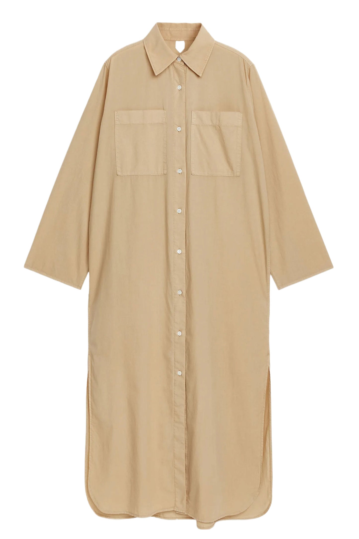 Organic Cotton Shirt Dress In Beige