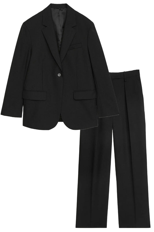 Oversized Wool Hopsack Blazer And Trousers
