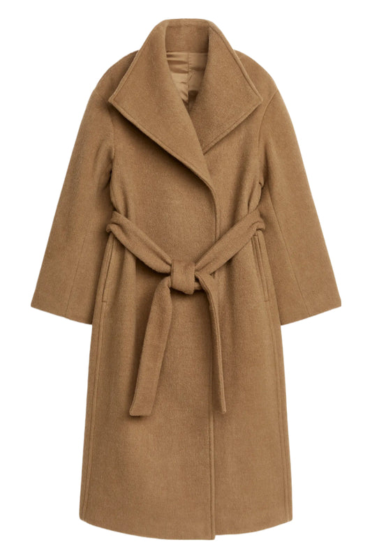 Wool Blend Wrap Coat