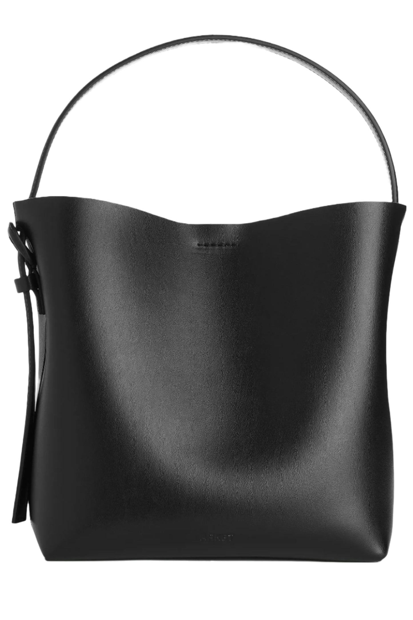 Rigid Black Leather Tote Bag