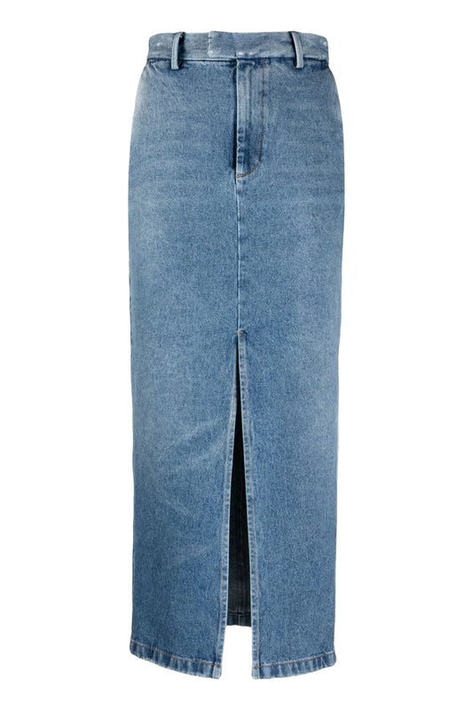 Lula High-Rise Denim Midi Skirt