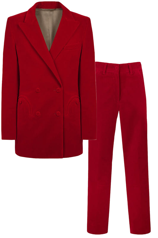 Jealousy Fire Velvet Blazer And Trousers