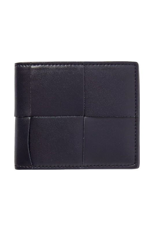 Cassette Intrecciato Navy Leather Billfold Wallet