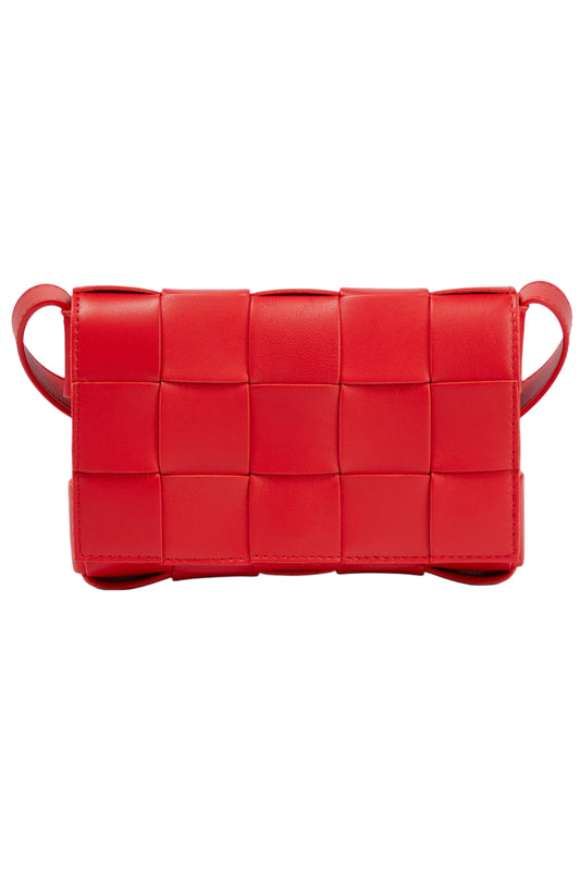 Cassette Red Small Leather Shoulder Bag