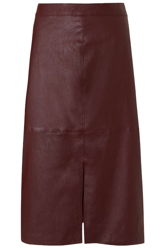 Carmen Redwood Leather Midi Skirt