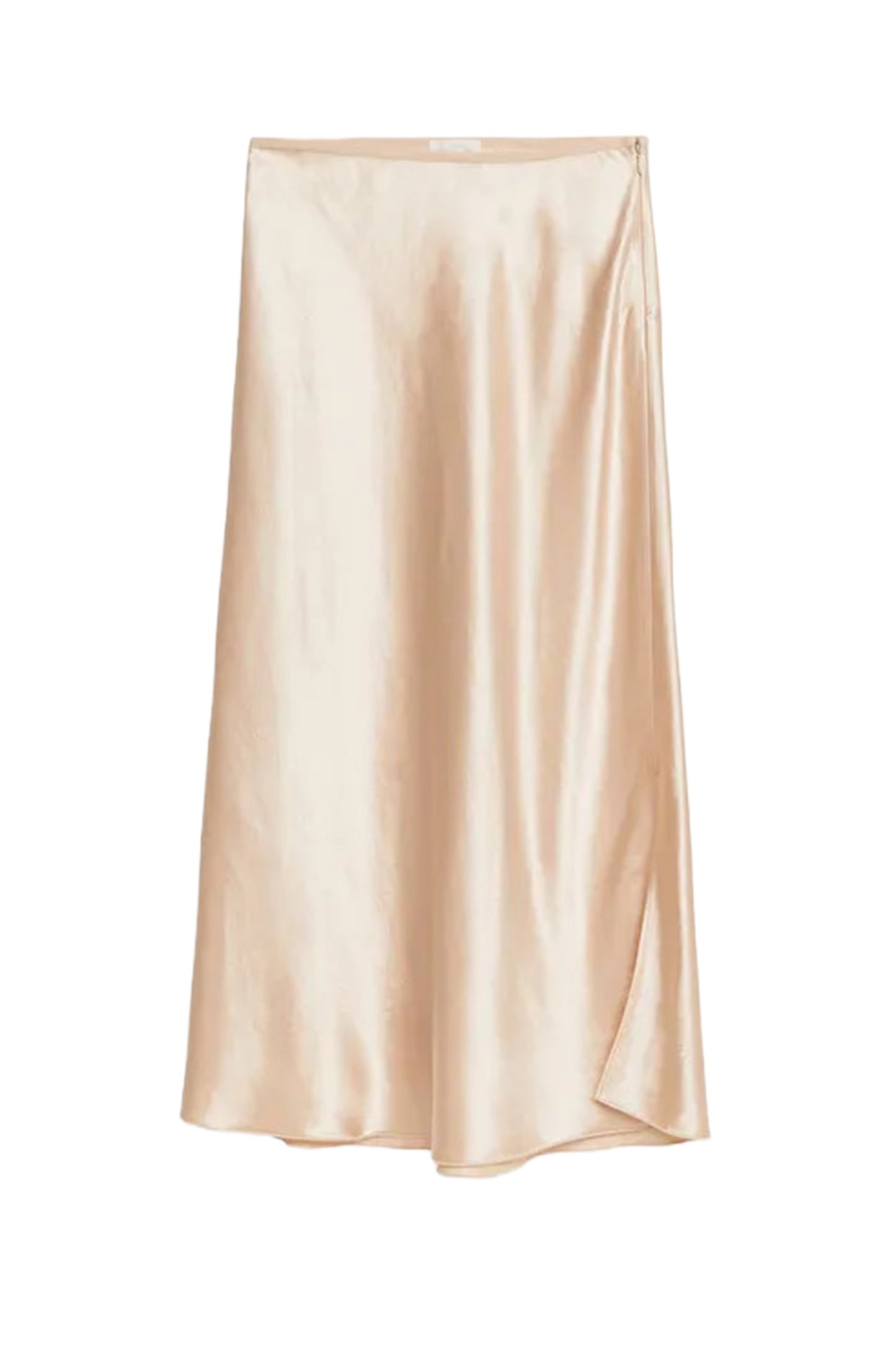 Bias-Cut Satin Skirt Light Beige