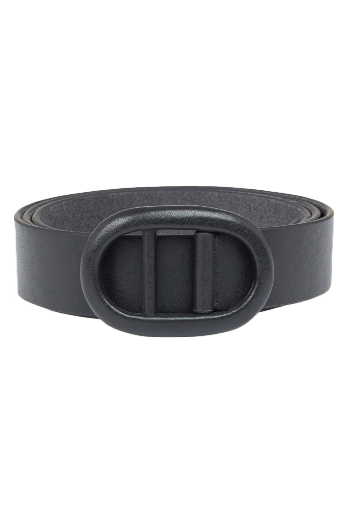 Black Leather Oval Buckle Belt