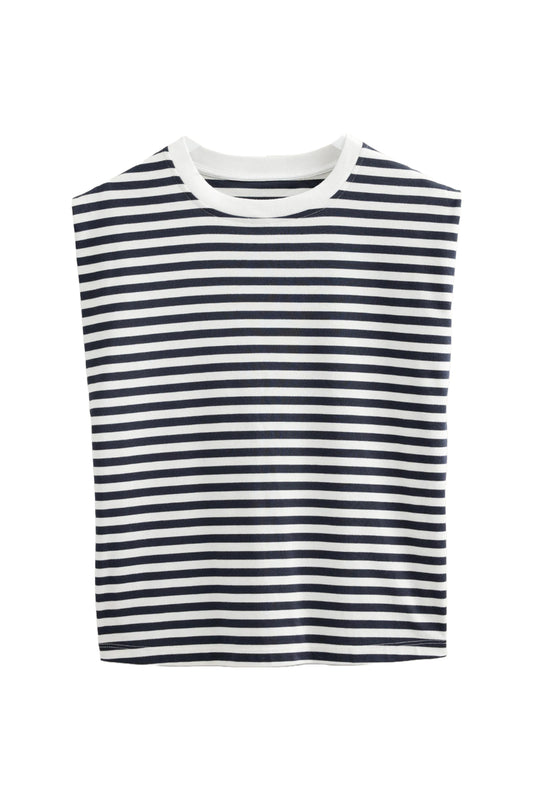 Perfect Cotton Navy Stripe Sleeveless Top