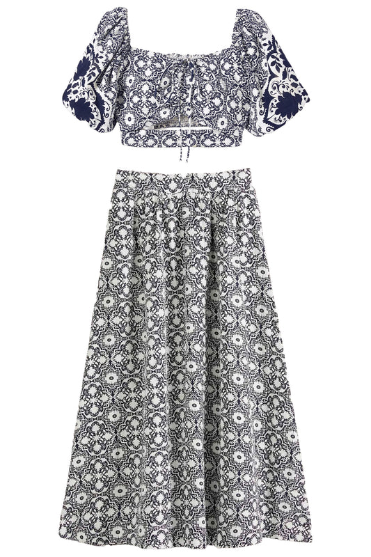 Halterneck Cut Out Crop Top And Midi Skirt