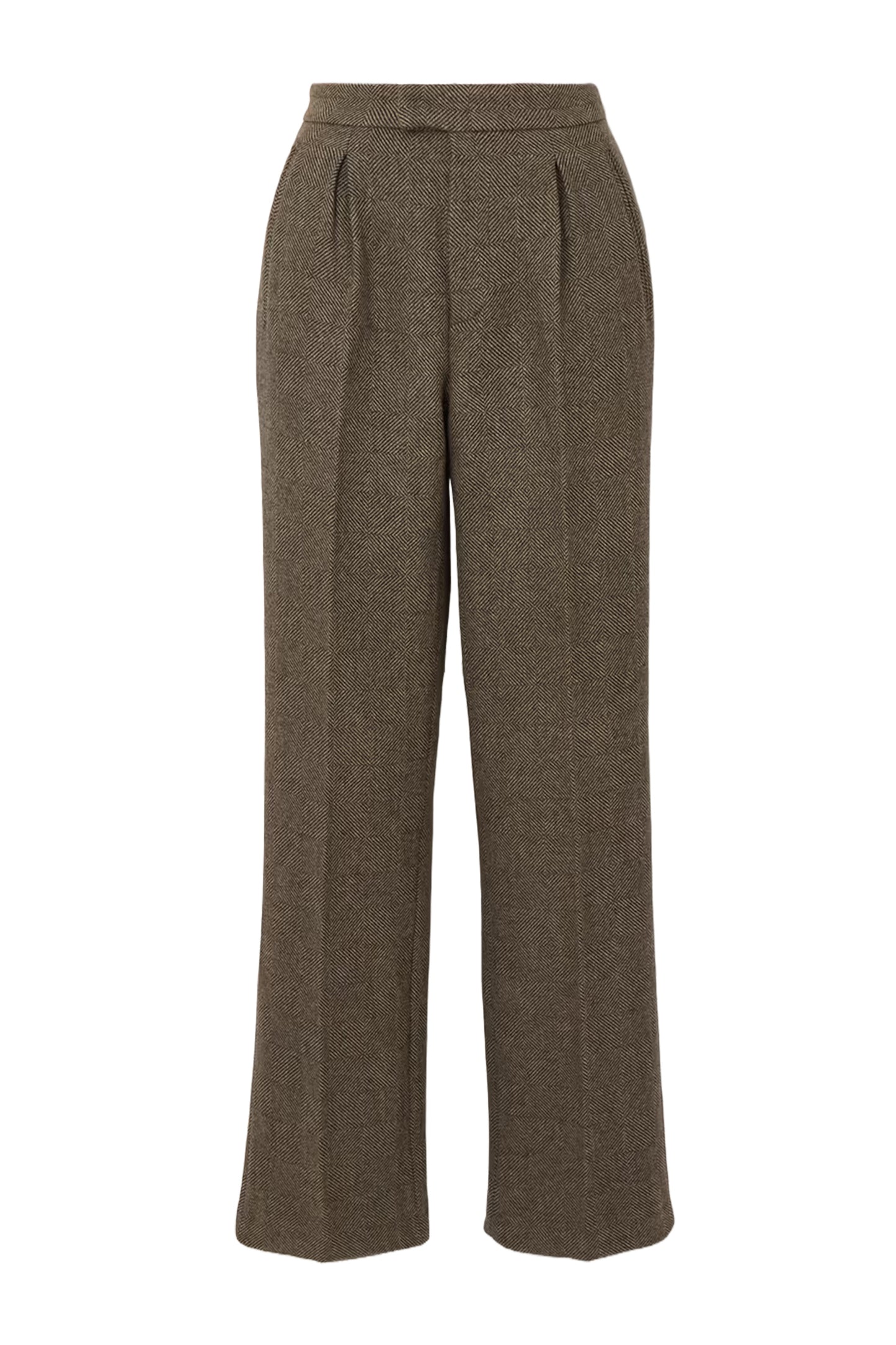 Brice Herringbone Wool-Blend Tweed Straight-Leg Pants