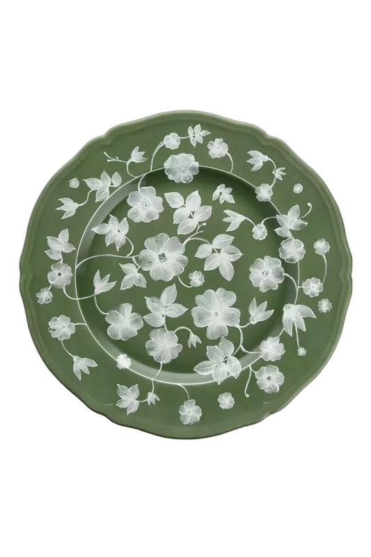 Ginori Floral Charger Plate Green