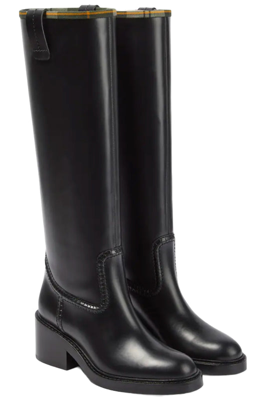 x Barbour Leather Knee-high Boots