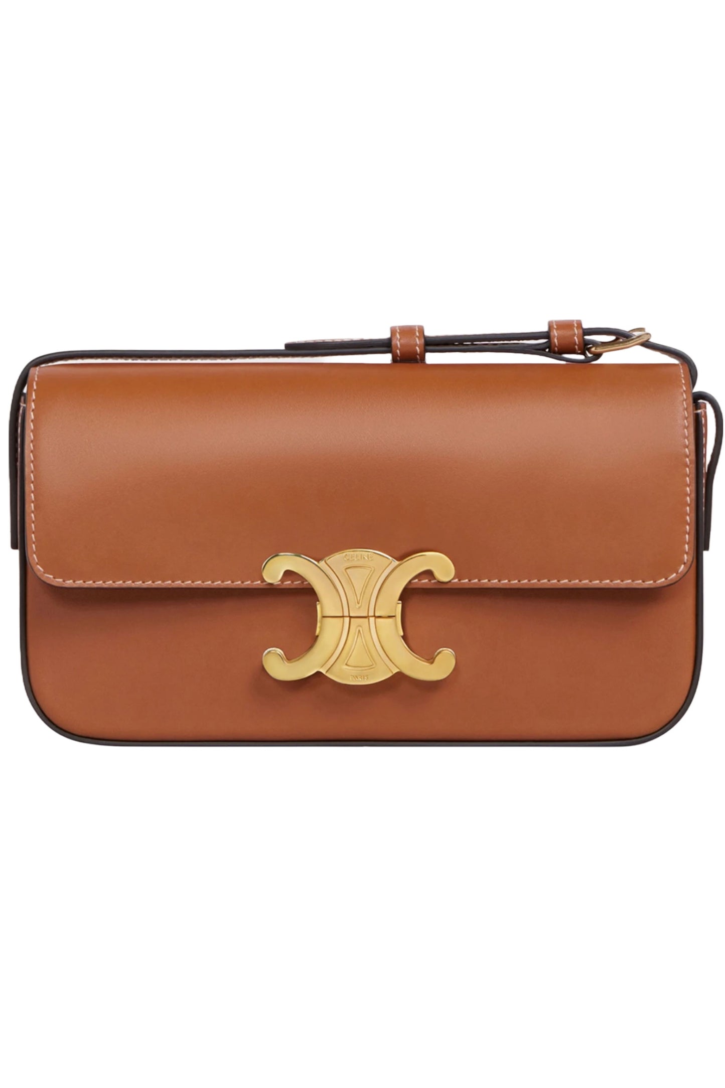 Triomphe Shoulder Bag In Natural Tan Calfskin