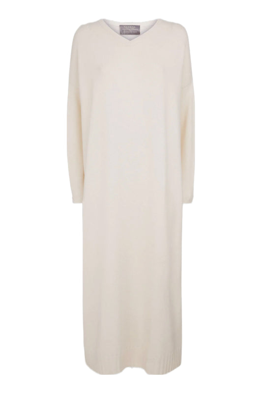 Chalk V Neck Cashmere Maxi Dress