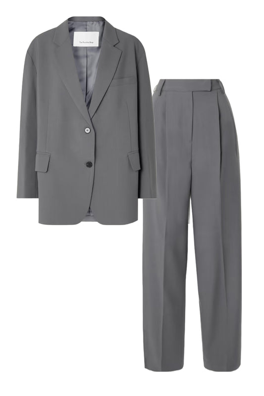 Bea Crepe Blazer and Pleated Straight-leg Pants