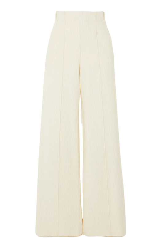 Ribbed Wool Wide-Leg Pants