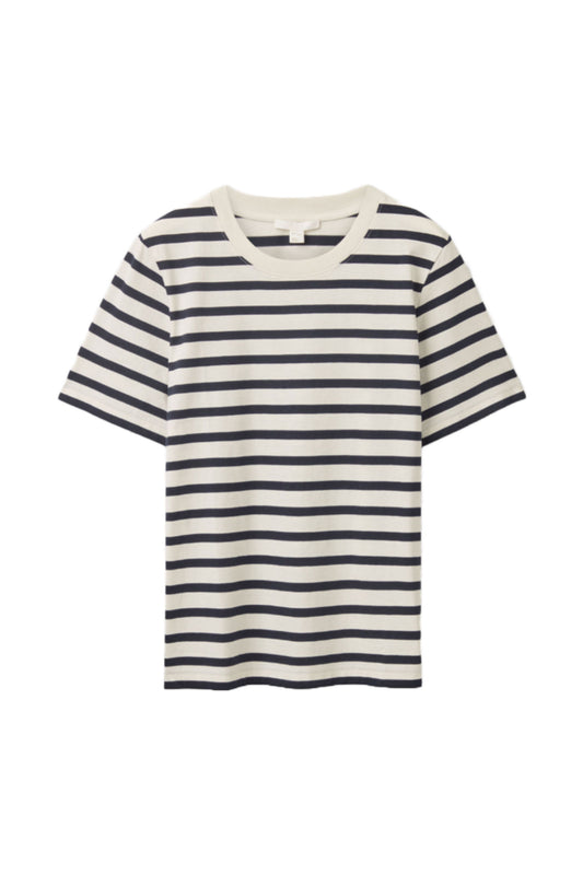 Navy And White Striped Regular Fit T-Shirt