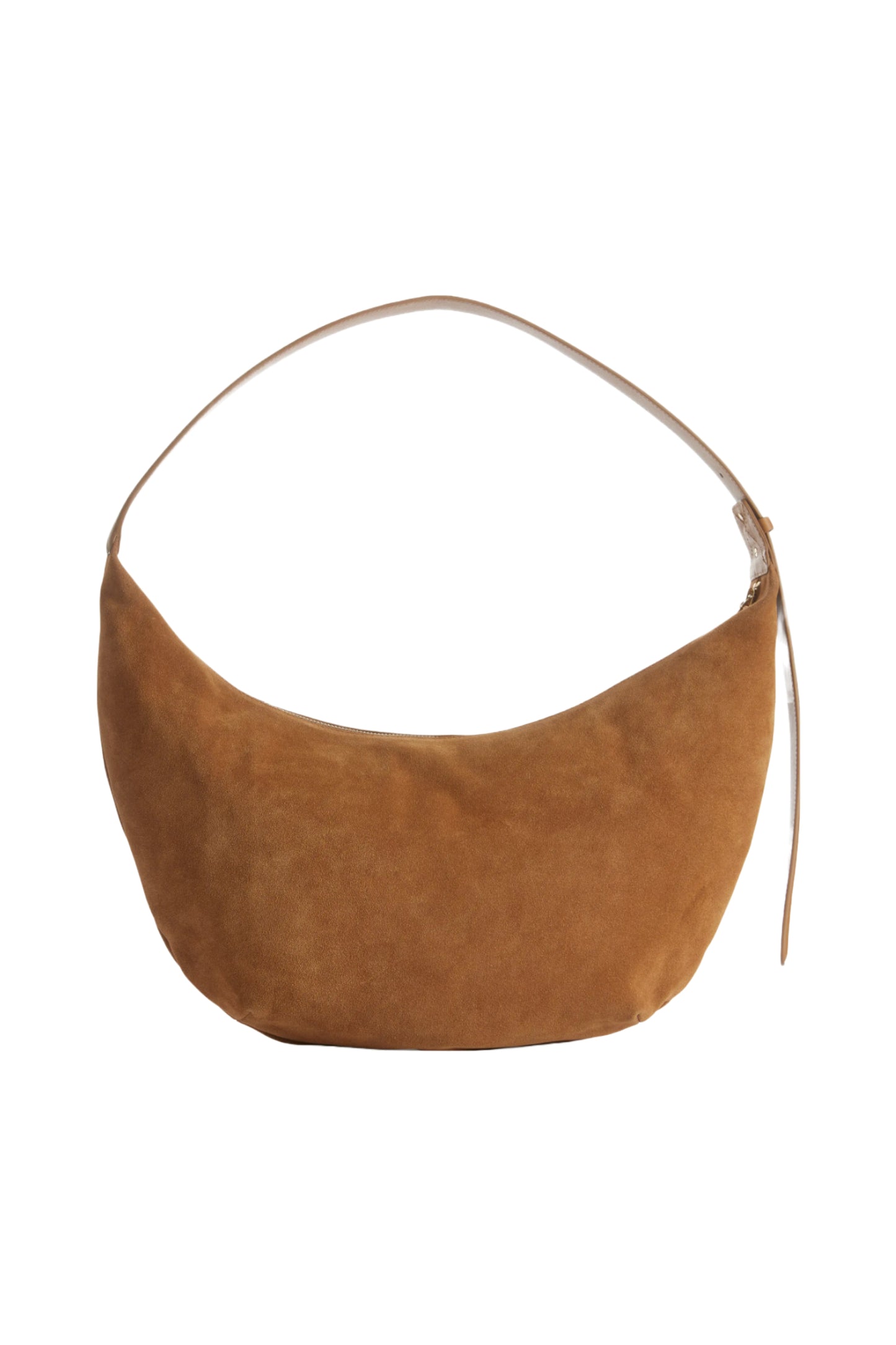 Caramel Brown Curved Suede Bag