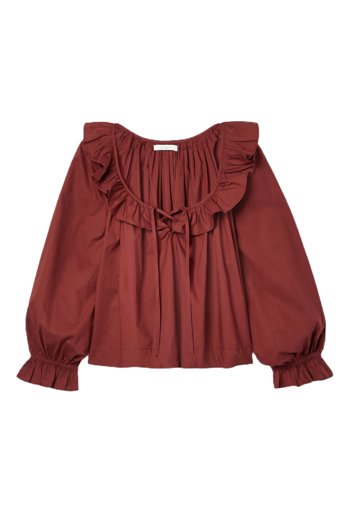 Jules Claret Ruffled Cotton-Poplin Top