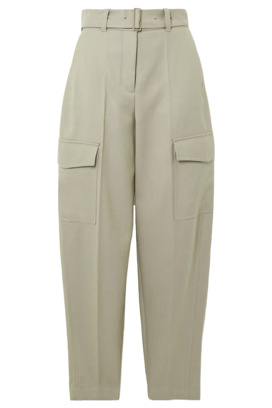 Devonport Light Brown Gabardine Tapered Cargo Pants