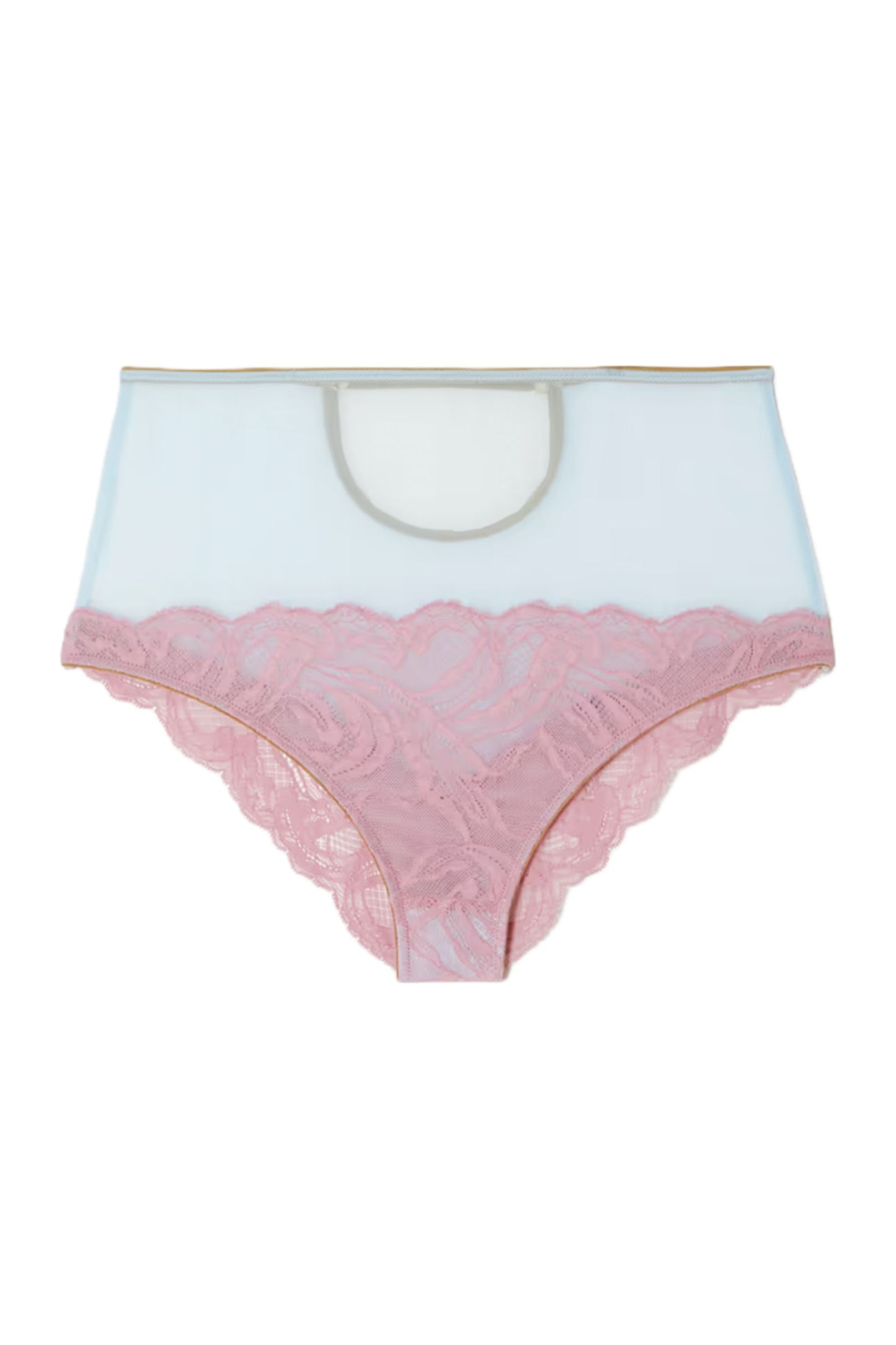 Baby Pink Ember Cutout Tulle And Lace Briefs