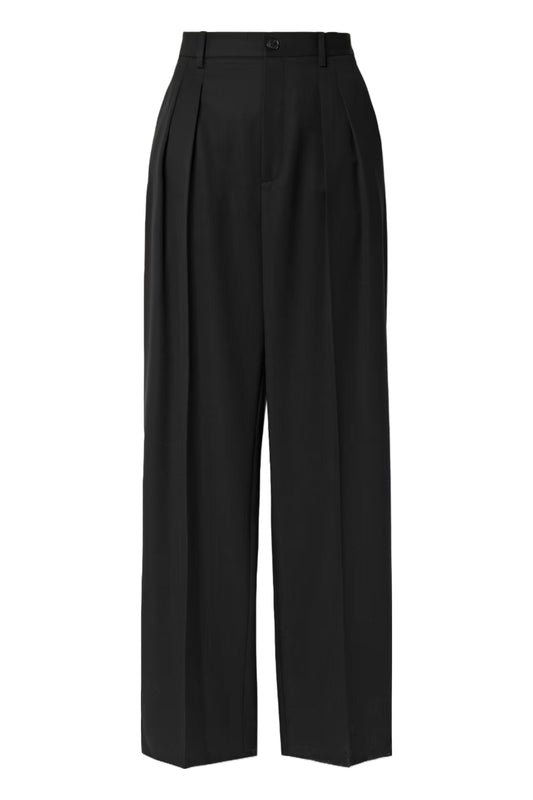 Etienne Pleated Wide-Leg Wool Trousers