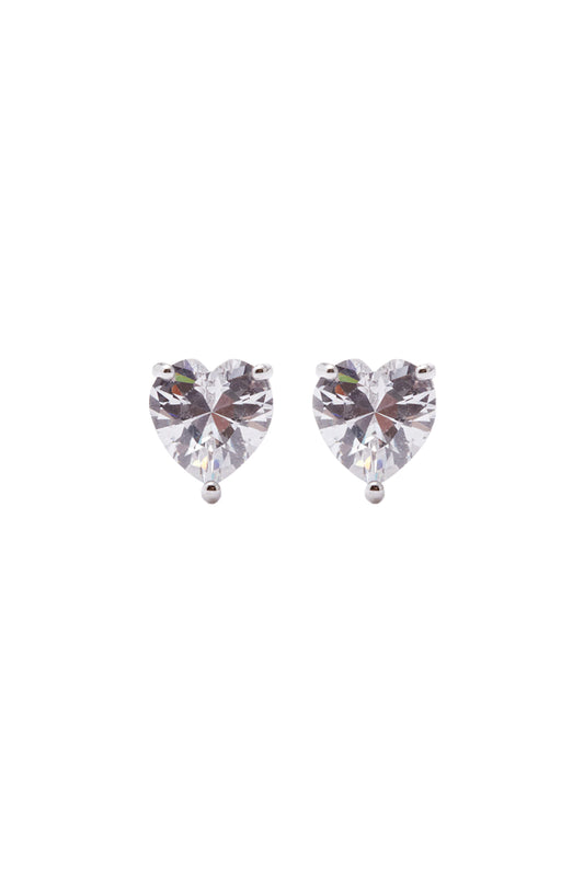 Heart Crystal & Rhodium-plated Stud Earrings