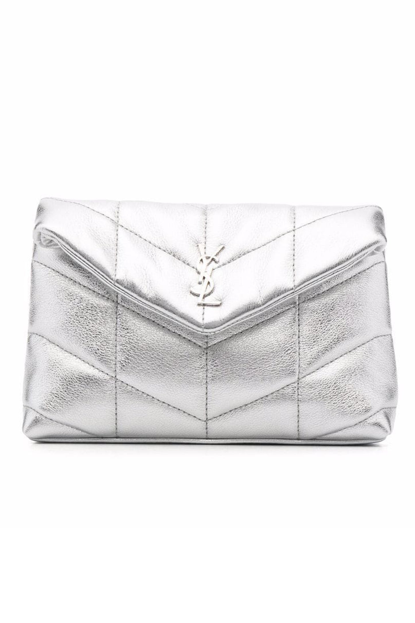 Quilted Metallic-Effect Clutch Bag