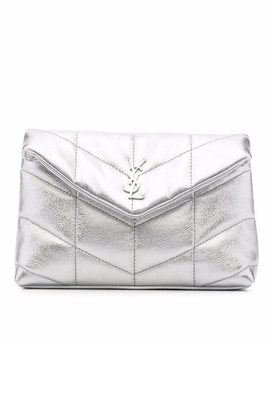 Quilted Metallic-Effect Clutch Bag