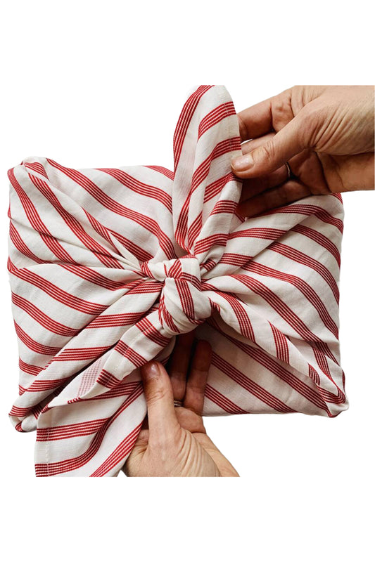 Candy Cane Luxury Reusable Fabric Wrapping In Large
