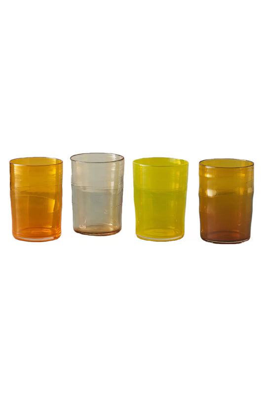 Four Coloured Recycled Glass Tumblers