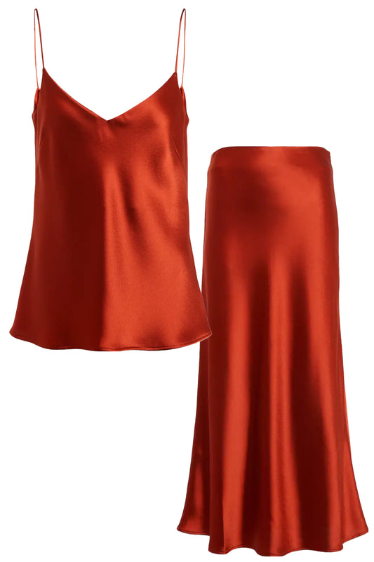 Satin Camisole And High-rise Midi Skirt