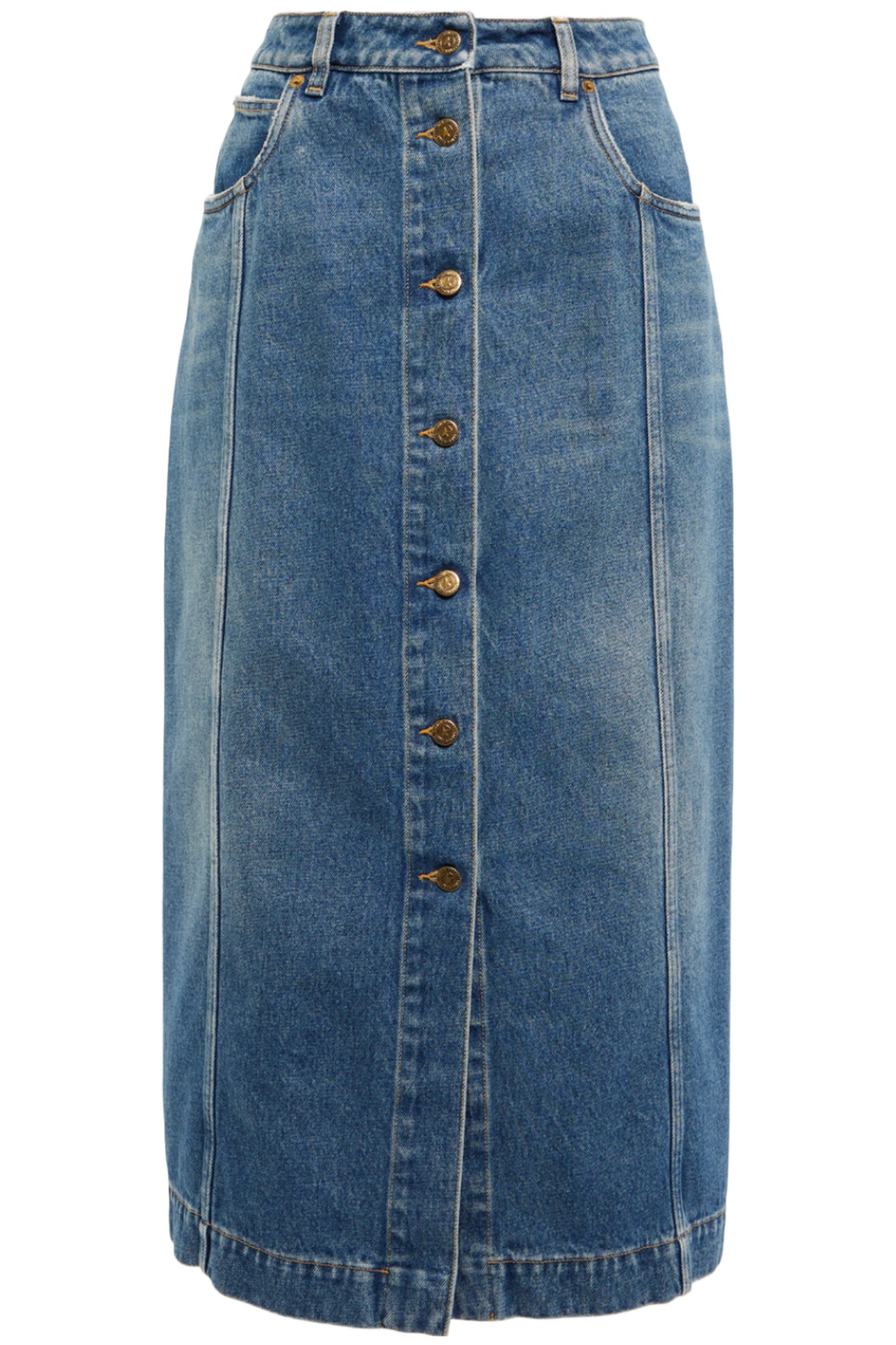 High-rise Denim Midi Skirt