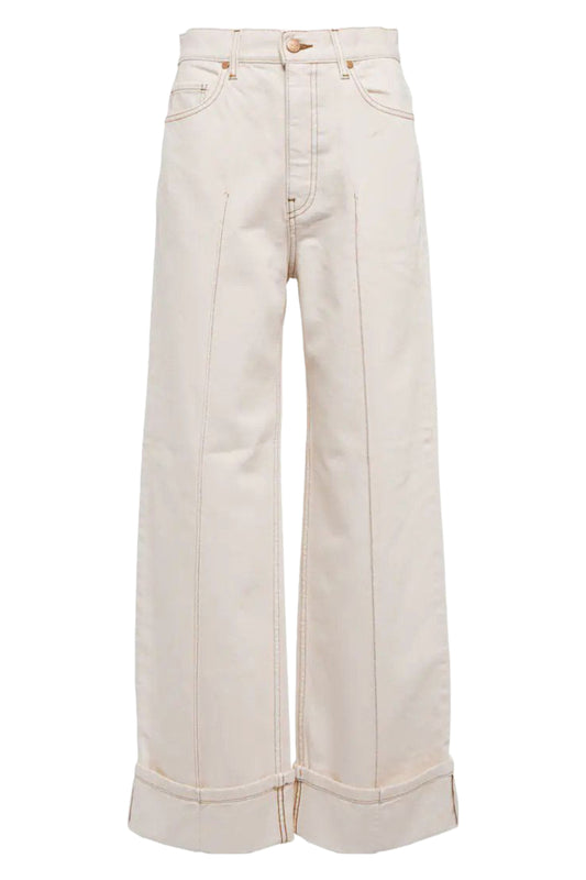 Genevieve White Wide-Leg Jeans