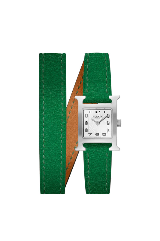 Heure H Double Tour 17.2mm Stainless Steel And Leather Watch