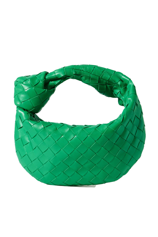 Jodie Mini Knotted Intrecciato Leather Tote Green