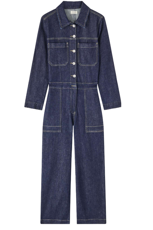 Denim Button Through Indigo Jumpsuit