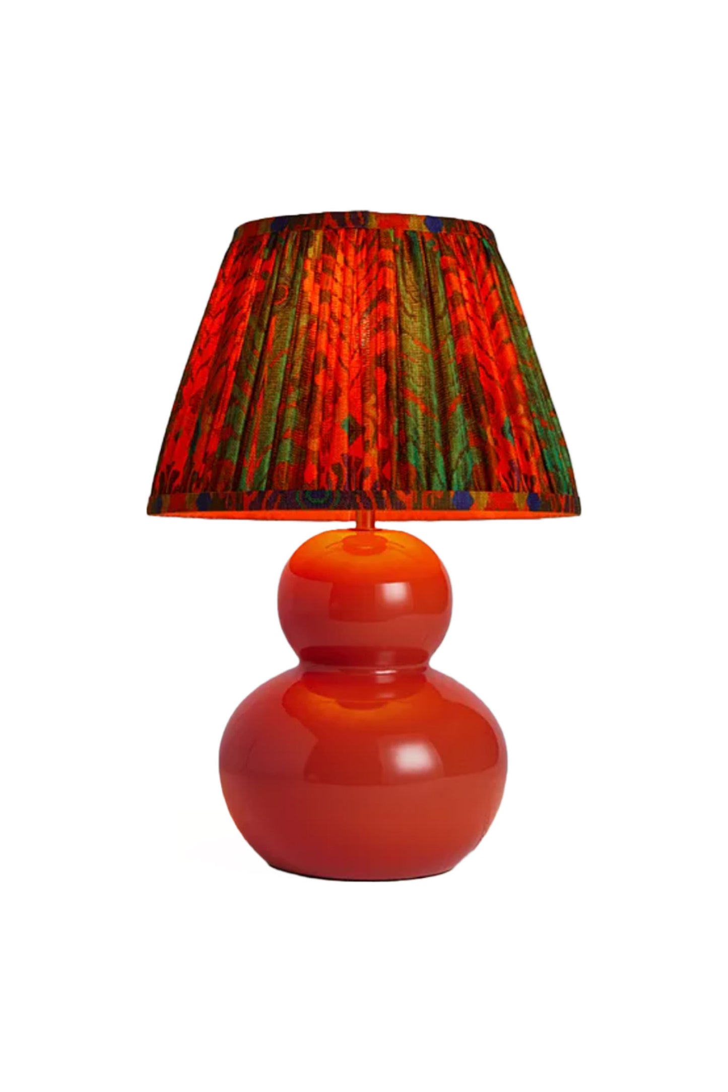 Curved Lamp Base and Peacock Tapered Lampshade