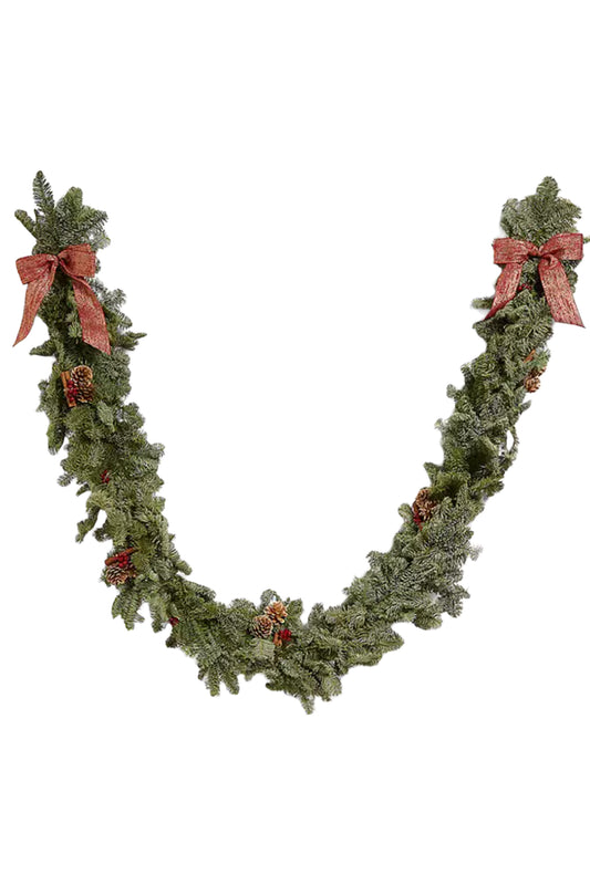 Real Fir Garland Red Trim 2m