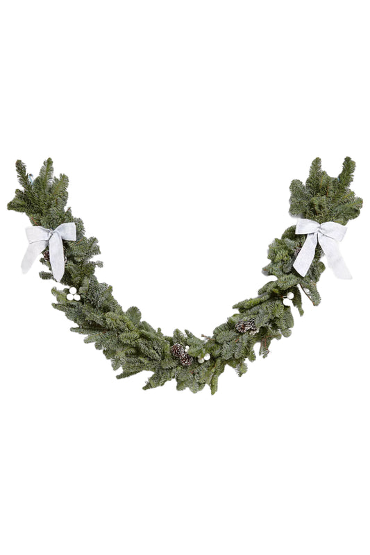 Real Fir Garland White Trim