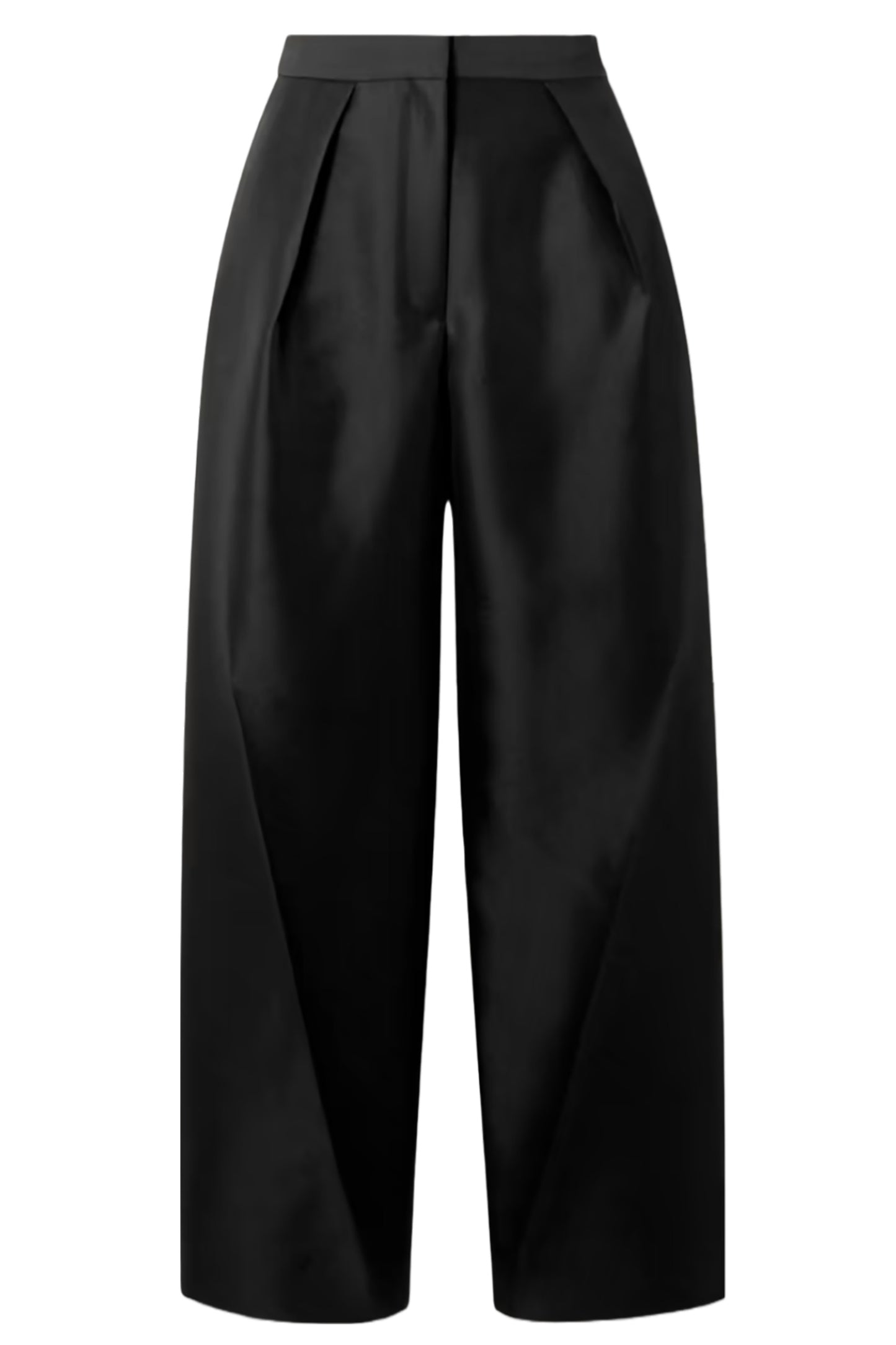 Pleated Twill Black Wide-leg Pants