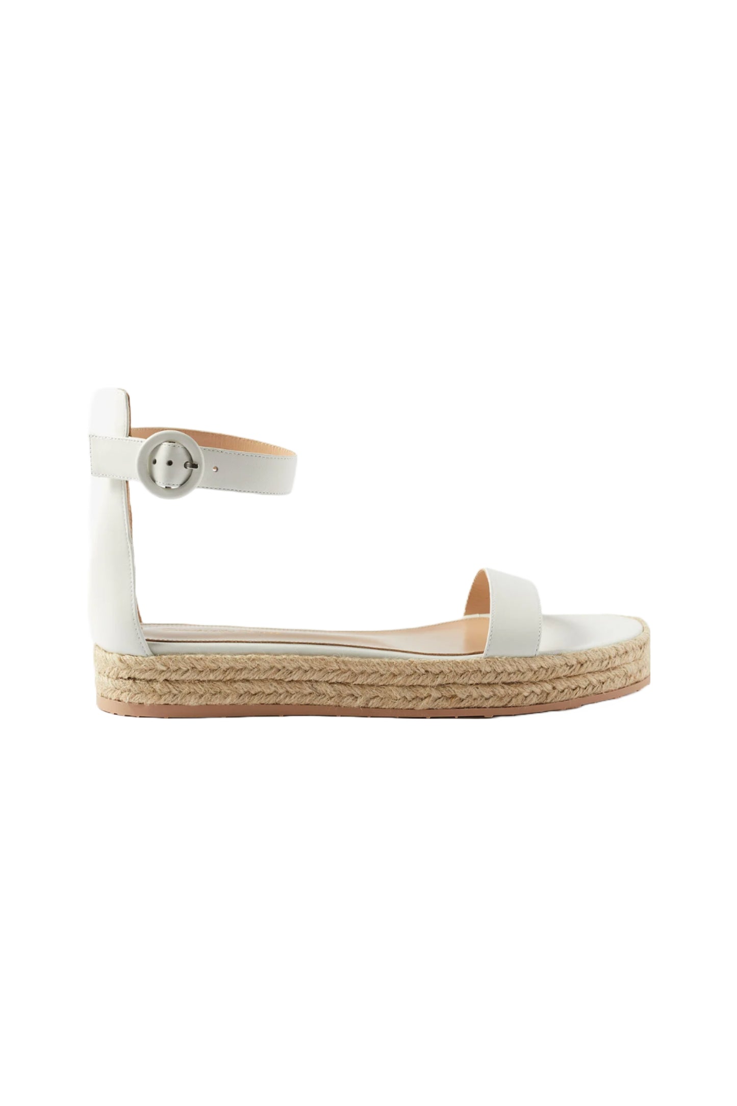 Leather Espadrille White Flatform Sandals